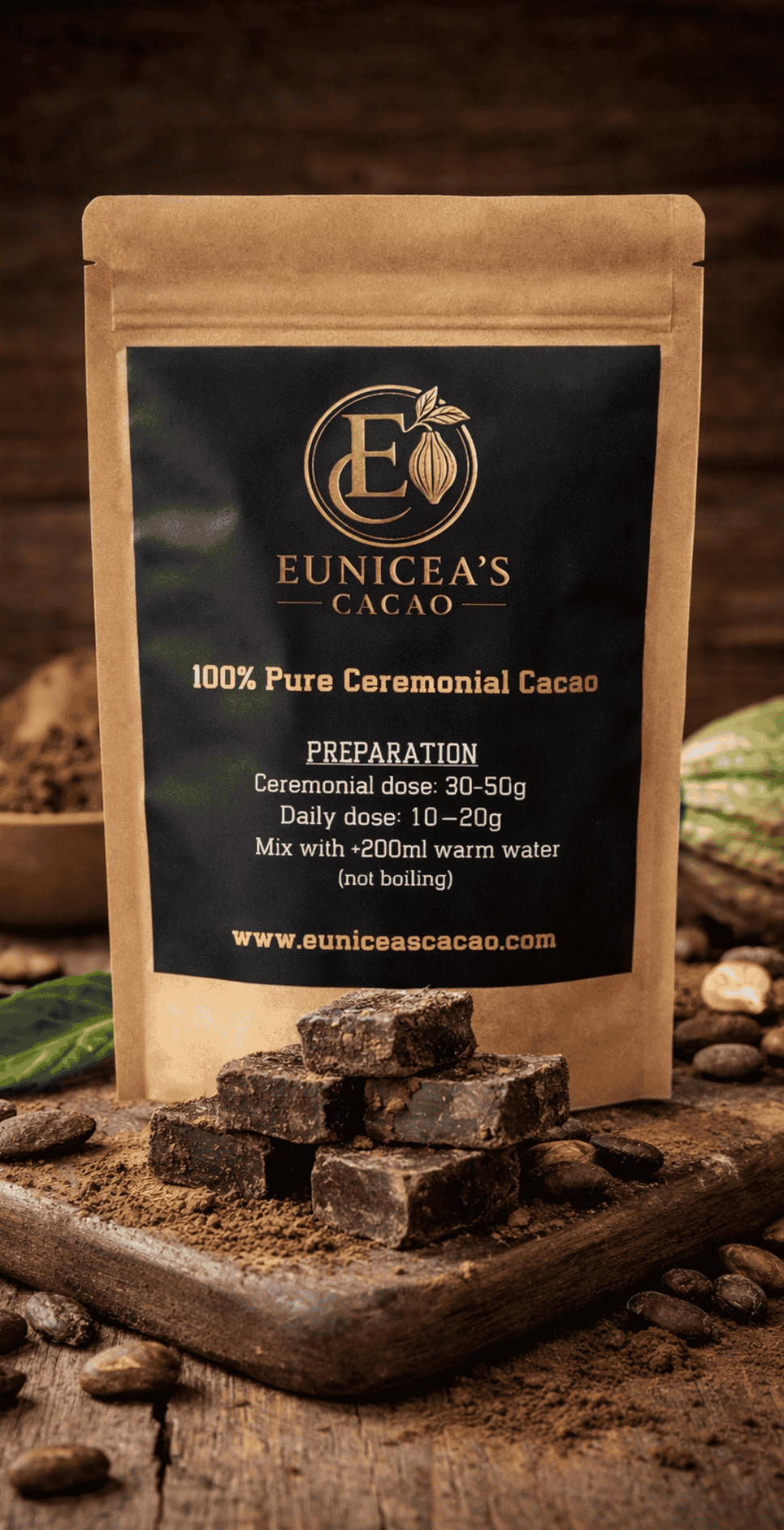 Roça Sunday Organic Cerimonial Cacao Blocks — 100% organic, pure, ongeroosterde Cacao - Afbeelding 2